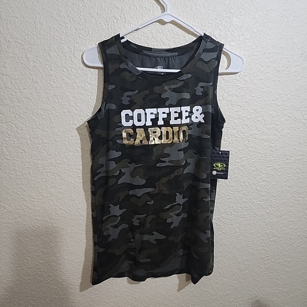 Athletic Works Tank Top, Women's Size SX Camouflage, Coffee & Cardio